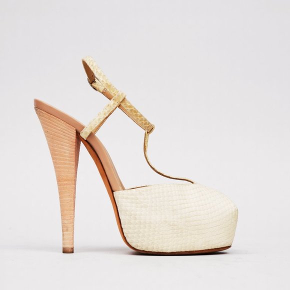 Giuseppe Zanotti Beige Snakeskin Leather Platform Heel - Picture 4 of 6